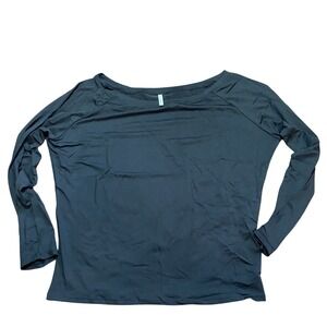 Halara NWT Oversized Athletic Black Shirt Long Sleeve Relaxed Fit Size Large
